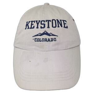 Anvil Baseball Cap Beige Blue Keystone Colorado One Size Slideback Hat Cotton